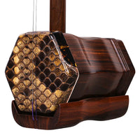 Professional Erhu Instrument, Big Leather and Diamond Grid, Made of Qing Dynasty Old Rosewood , Playing Erhu, Two Strings Violin