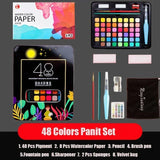 Profissional Aquarela Pintura Set Com Escova, Pintura Set, Pigmento De Papel, Fontes De Arte, 48 Cores, 63 Pcs