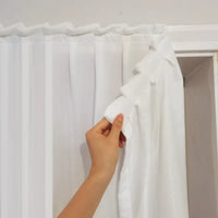 Punch-Free Semi Sheer Solid White Chiffon Curtains Self-Adhesive Weave Textured Privacy Translucent Drape for Door Window Decor