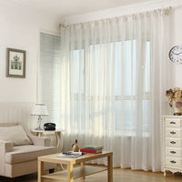 Pure White Shiny Silver Wire Stripe Tulle Curtains for Living Room Modern Simple Window Screen Bedroom Voile Blinds for windows