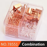 Push Pin Paper Clip Rose Gold Office Combination Ticket Holder Desktop Gadget Metal Multi-Function Files Storage Home Bill 78551