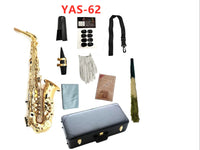 Real Pictures YAS-62 Alto Saxophone Eb Tune Brass Plated Lacquer Gold Professional Musical Instrument With Case Free Shipping