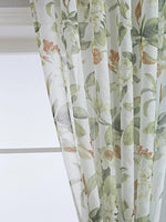 Red Floral Sheer Curtains for Living Room