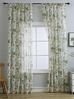 Red Floral Sheer Curtains for Living Room