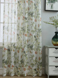 Red Floral Sheer Curtains for Living Room