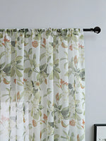 Red Floral Sheer Curtains for Living Room