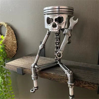 Resin Desktop Ornament for Room Sculptured Piston Face Sculpture Art Statue Handmade Piston Skeleton Sculpture Table Decoration