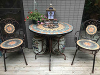 Retail High Quality Foldable Patio Mosaic Table And Chairs Bistro Furniture Set