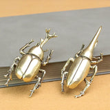 Retro Brass Beetles Figurines Unicorn Beetle Ornament Simulation Insect Tea Pets Desk Decorations Collectibles Gifts