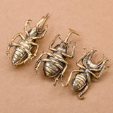 Retro Brass Beetles Figurines Unicorn Beetle Ornament Simulation Insect Tea Pets Desk Decorations Collectibles Gifts