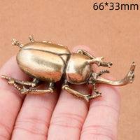 Retro Brass Beetles Figurines Unicorn Beetle Ornament Simulation Insect Tea Pets Desk Decorations Collectibles Gifts