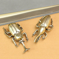 Retro Brass Beetles Figurines Unicorn Beetle Ornament Simulation Insect Tea Pets Desk Decorations Collectibles Gifts