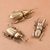 Retro Brass Beetles Figurines Unicorn Beetle Ornament Simulation Insect Tea Pets Desk Decorations Collectibles Gifts