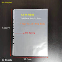 Ring Binder Folder A3 Sheet Protectors Transparent PVC Bag A2 A4 Paper Organizer Document Bag A5 Clear File Bag For Documents