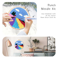 AOOKMIYA Punch Needle Embroidery Starter Kits Punch Needle Tool Threader Fabric Embroidery Hoop Yarn Rug Punch Needle 20x20cm Diy Gift