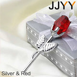 AOOKMIYA Valentines Day Gift Crystal Glass Rose Flower Figurines Craft Favors Lovers Gift Souvenir Wedding Decoration Ornaments Gift Box