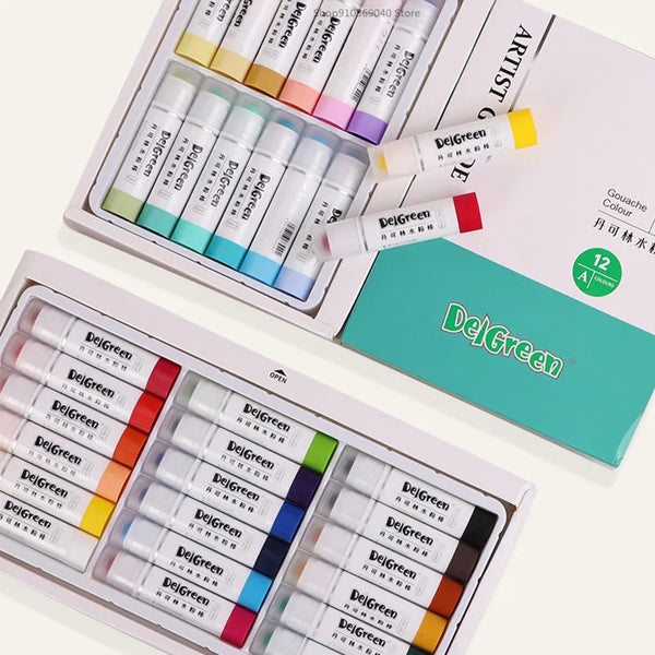 AOOKMIYA 12/18/24 Color Solid Gouache Stick Common Color/Macaron Color Rotating Water-soluble Children's Crayon ARTIST GRADE Art Supplies