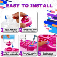 AOOKMIYA Paintbrush Brush Cleaner Paint Palette Push Drain Automatic Brush Cleaner Painting Supplies Art Brush Washer for Paint Acrylic