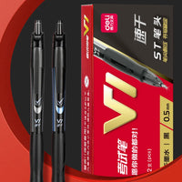 3Pcs DELI V1 Press Neutral Pen 0.5mm Gel Pen Black Ink Needle Tube Supplies School Office Stationery