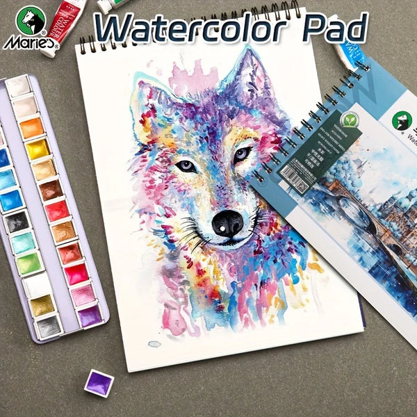 AOOKMIYA 25 Sheets Marie's Watercolor Pad 16k/A4/8k 230gsm/108lb for Drawing,Writing,Acrylic,Perfect Gift for Artists and Professionals