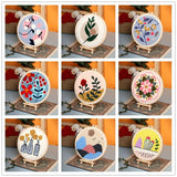 AOOKMIYA DIY Punch Needle Embroidery Kit with Yarn Floral Pattern Starter Kit Magic Tufting Set Poking Cross Stitch Tools For Knitting