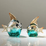 AOOKMIYA Hand blown Glass Crafts Fish Figurines Crystal Sculpture Living Room Home Decoration Centerpiece Creative Gift Fengshui Ornament