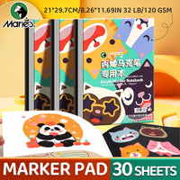 AOOKMIYA Marie's Acrylic Marker Pad,30 Sheets White and Black 32 lb/120 gsm Drawing Papers,Bleedproof Sketchbook for Alcohol Markers