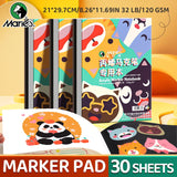 AOOKMIYA Marie's Acrylic Marker Pad,30 Sheets White and Black 32 lb/120 gsm Drawing Papers,Bleedproof Sketchbook for Alcohol Markers