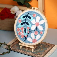 AOOKMIYA DIY Punch Needle Embroidery Kit with Yarn Floral Pattern Starter Kit Magic Tufting Set Poking Cross Stitch Tools For Knitting