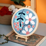 AOOKMIYA DIY Punch Needle Embroidery Kit with Yarn Floral Pattern Starter Kit Magic Tufting Set Poking Cross Stitch Tools For Knitting