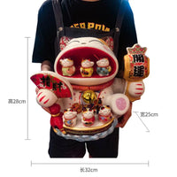 AOOKMIYA ART+ Creative Gifts Extra Large Lucky Cat Ornament with Big Mouth, Creative Gift Ceramic Piggy Bank for Store Opening