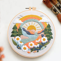 AOOKMIYA Animal Landscape Stitching Sewing Kit Included Hand Embroidery Kit For Adults Embroidery Kit Accessories & Hoop Gift