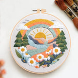 AOOKMIYA Animal Landscape Stitching Sewing Kit Included Hand Embroidery Kit For Adults Embroidery Kit Accessories & Hoop Gift