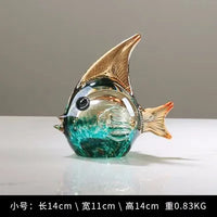 AOOKMIYA Hand blown Glass Crafts Fish Figurines Crystal Sculpture Living Room Home Decoration Centerpiece Creative Gift Fengshui Ornament