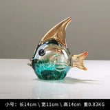 AOOKMIYA Hand blown Glass Crafts Fish Figurines Crystal Sculpture Living Room Home Decoration Centerpiece Creative Gift Fengshui Ornament
