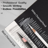 AOOKMIYA 12pcs Marie's White Charcoal Pencils Set,Sketch Highlight Pencils,for Sketching,Shading,Blending,Supplies for Beginners,Artists
