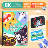AOOKMIYA Marie's Acrylic Marker Pad,30 Sheets White and Black 32 lb/120 gsm Drawing Papers,Bleedproof Sketchbook for Alcohol Markers