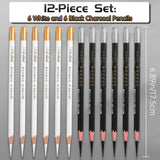 AOOKMIYA 12pcs Marie's White Charcoal Pencils Set,Sketch Highlight Pencils,for Sketching,Shading,Blending,Supplies for Beginners,Artists