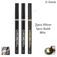 AOOKMIYA 3/2/1pcs Chrome Mirror Marker Pen 2mm DIY Reflective Paint Pens Mirror Markers Chrome SILVER Marker Car Styling Art Craftwor