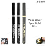 AOOKMIYA 3/2/1pcs Chrome Mirror Marker Pen 2mm DIY Reflective Paint Pens Mirror Markers Chrome SILVER Marker Car Styling Art Craftwor