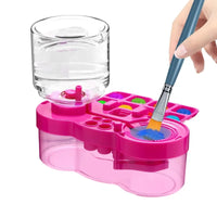 AOOKMIYA Paintbrush Brush Cleaner Paint Palette Push Drain Automatic Brush Cleaner Painting Supplies Art Brush Washer for Paint Acrylic
