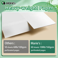 AOOKMIYA Marie's 9x12in Art Sketch Book Pad,1pc A4 108lb/160gsm 60 Sheets Pad with Double-Side Spiral Bound for Painting,Sketching,Marker