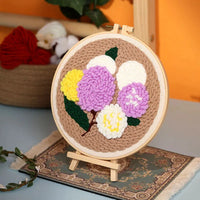 AOOKMIYA DIY Punch Needle Embroidery Kit with Yarn Floral Pattern Starter Kit Magic Tufting Set Poking Cross Stitch Tools For Knitting