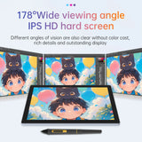 AOOKMIYA ART+ Creative Gifts BOSTO BT-101A Portable Graphics Drawing Tablet 10.1 Inch IPS Screen Display with Finger Touch Anti-glare Digital Art Drawing Pad