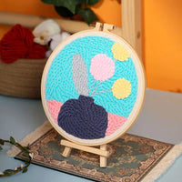 AOOKMIYA DIY Punch Needle Embroidery Kit with Yarn Floral Pattern Starter Kit Magic Tufting Set Poking Cross Stitch Tools For Knitting