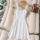 AOOKDRESS White halter dress children summer small man high-grade French pure to slimming waist small white skirt