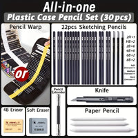 AOOKMIYA Marie's 30pcs Sketching Pencil Set,Sketch Charcoal Pencils Tools All-in-One Storage Organizer for Drawing for Artist and Adults
