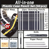 AOOKMIYA Marie's 30pcs Sketching Pencil Set,Sketch Charcoal Pencils Tools All-in-One Storage Organizer for Drawing for Artist and Adults
