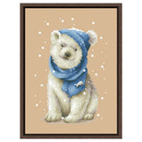 AOOKMIYA White bear cross stitch kit cute animal18ct 14ct 11ct flaxen linen fabric cloth cotton thread embroidery DIY handmade home decor