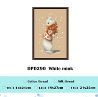 AOOKMIYA White bear cross stitch kit cute animal18ct 14ct 11ct flaxen linen fabric cloth cotton thread embroidery DIY handmade home decor
